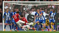 Laga semifinal Piala FA antara Manchester United versus Brighton di Stadion Wembley hari Minggu (24/04/2023). (Adrian DENNIS / AFP)