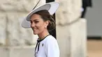 Kate Middleton tiba untuk upacara Trooping the Color di Horse Guards Parade, London, Sabtu (15/6/2024). (Yui Mok/PA via AP)