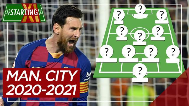 Berita motion grafis Starting XI Manchester City musim depan jika Lionel Messi dan Kalidou Koulibaly bergabung.