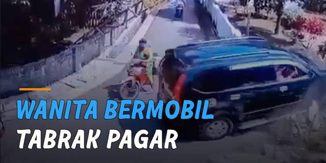 VIDEO: Duh, Wanita Bermobil Tabrak Pagar Pekarangan Hingga Roboh