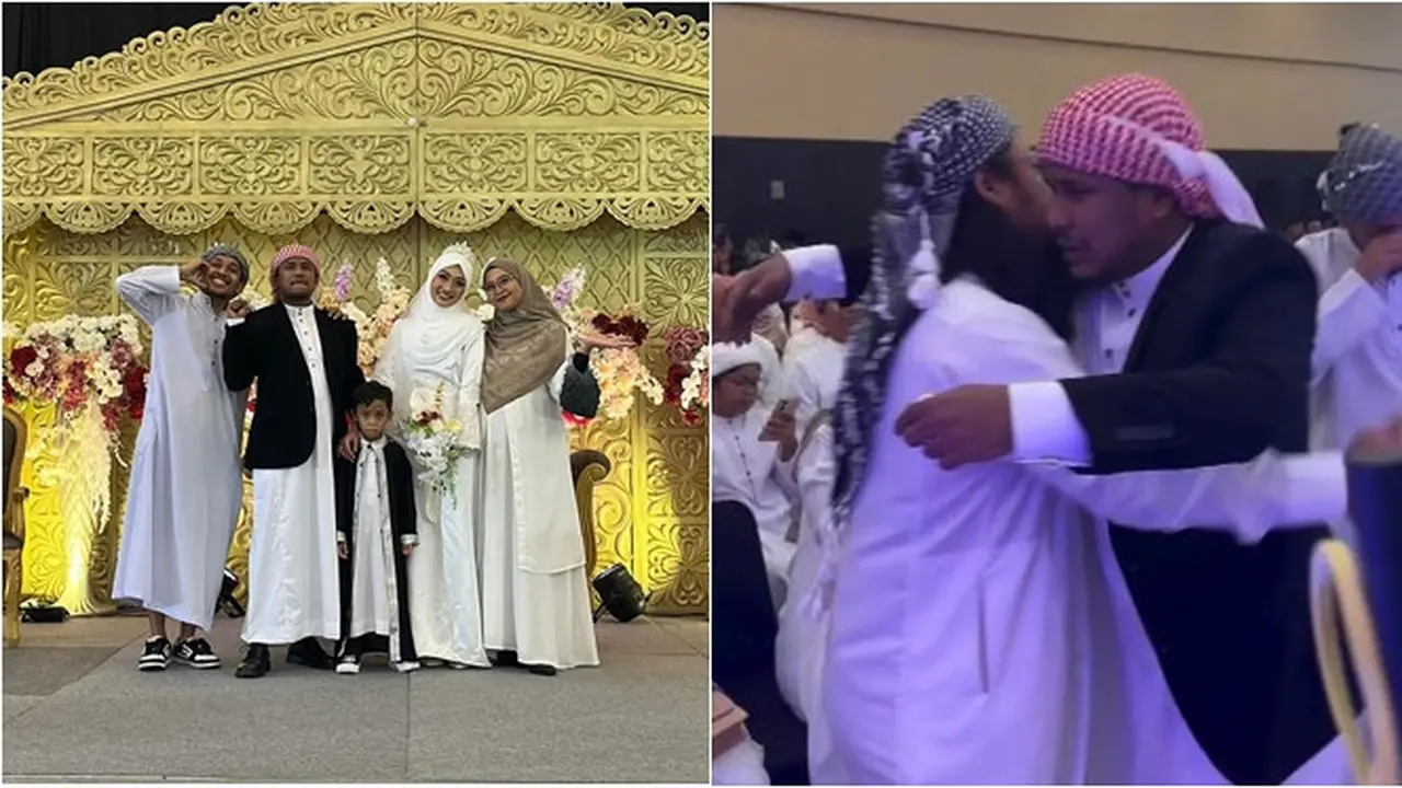 6 Potret Komika Hadiri Pernikahan Mamat Alkatiri dan Nafha Firah, Beri Pelukan Haru