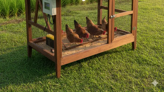Desain Kandang Ayam dengan Atap Solar Panel Mini. AI