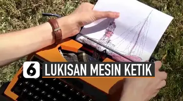 Melukis menggunakan kuas memang sudah biasa. Tetapi berbeda dengan pria ini yang melukis dengan mesin ketik jadul.