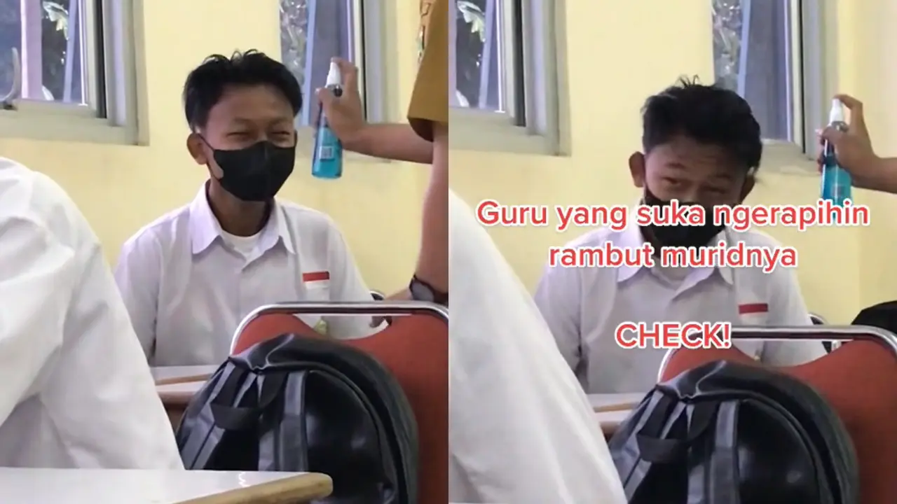 Guru pilih jadi penata rambut untuk rambutnya.