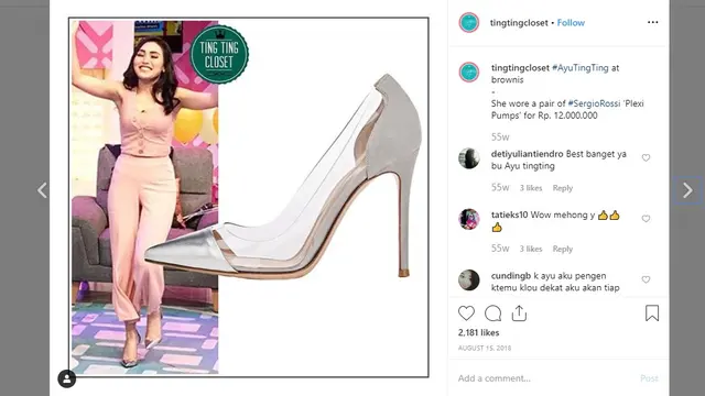 7 Koleksi Sepatu Mewah Ayu Ting Ting, Harganya Puluhan Juta