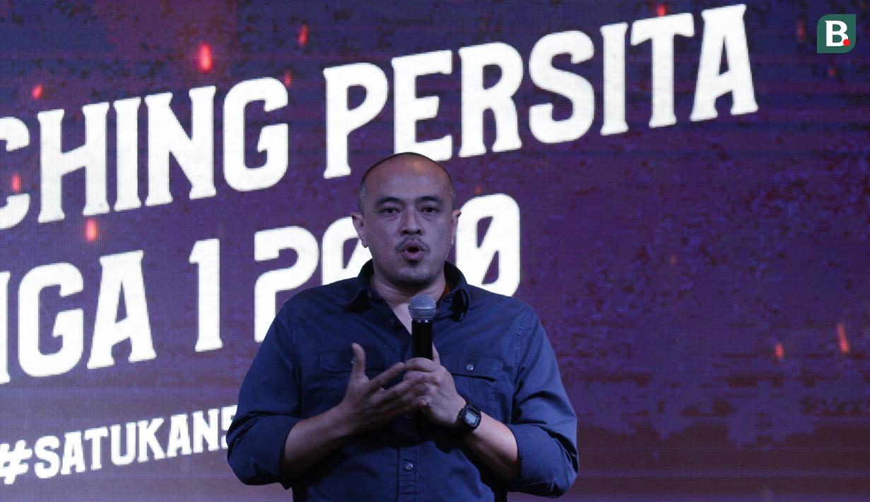 Presiden Klub Persita, Ahmed Rully, saat launching di Gading Serpong, Tangerang, Rabu, (26/2/2020). Jelang bergulirnya Shopee Liga 1 2020 Tim berjuluk Pendekar Cisadane ini memperkenalkan tim, jersey hingga logo baru. (Bola.com/M Iqbal Ichsan)