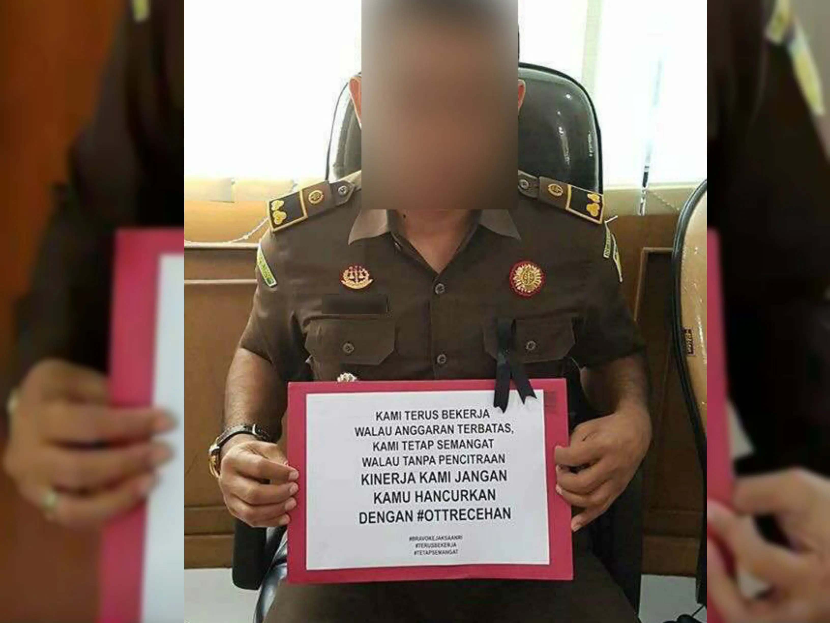 Jaksa menunjukan kekecewaannya diduga terkait operasi tangkap tangan KPK di Bengkulu yang meringkus seorang jaksa di Kejati Bengkulu (Liputan6.com/istimewa)