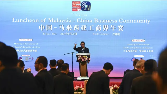 PM China Li Qiang dalam kunjungannya ke Kuala Lumpur, Malaysia, pada Kamis (20/6/2024).