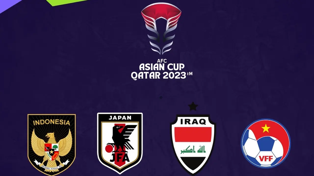 Piala Asia - Logo Timnas Indonesia, Jepang, Irak, Vietnam