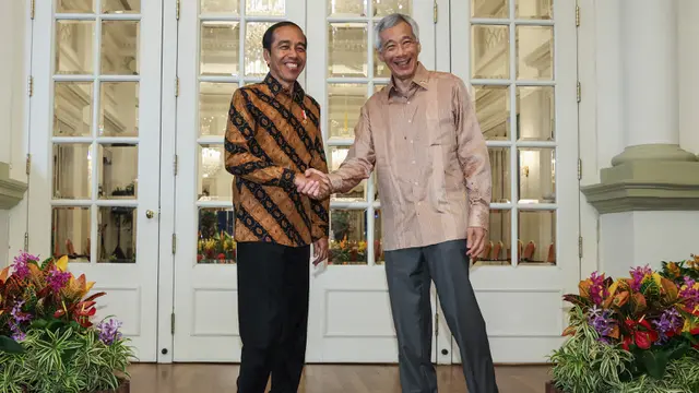 Presiden Jokowi Disambut Langsung PM Lee di Istana Kepresidenan Singapura