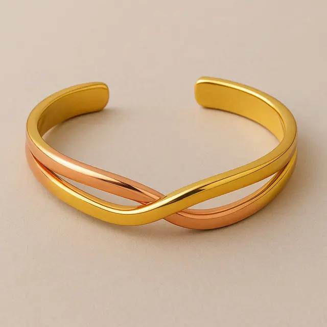 Model Gelang Emas Cuff Kombinasi 22K