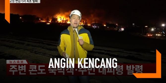 VIDEO: Reporter TV Bertahan dari Angin Kencang saat Siaran Langsung