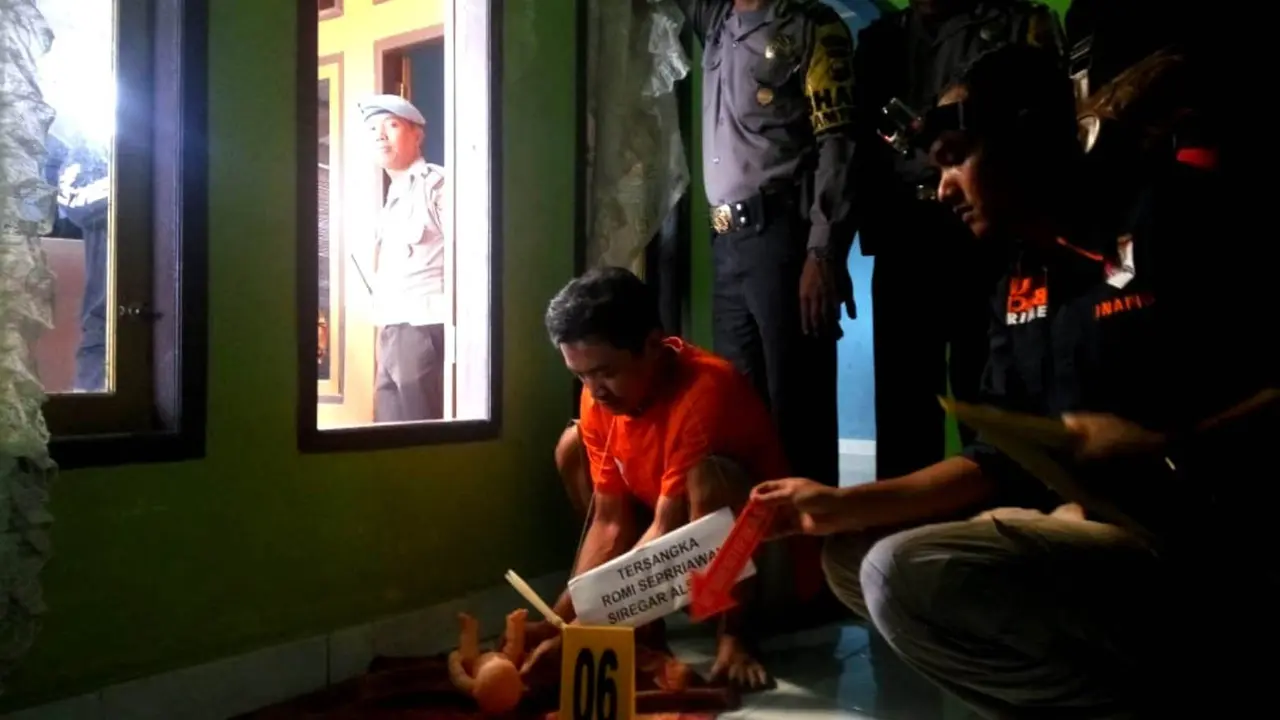 Rekonstruksi Pembunuhan Istri Hamil di Bengkulu