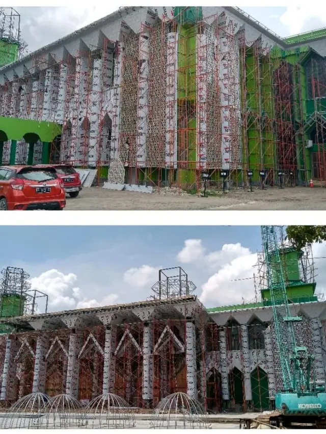 Masjid Al Kautsar Kendari, saat direhabilitasi beberapa waktu lalu.(Dokumen Dinas Cipta Karya Prov. Sultra)