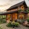 Contoh rumah desa minimalis dengan nuansa kayu dan batu alam. [Foto: Gemini]