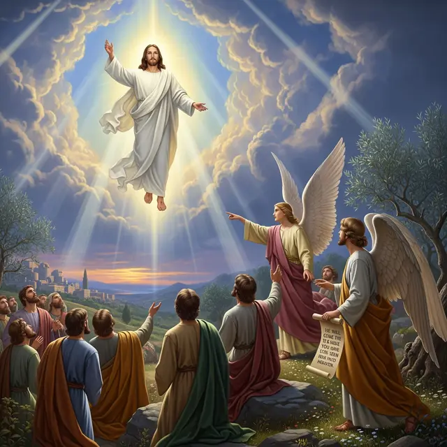 Background Kenaikan Yesus Kristus (Image by Gemini AI)