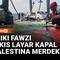 Menjelang pelayaran Global Sumud Flotilla (GSF) 2.0 menuju Jalur Gaza, relawan Global Peace Convoy Indonesia (GPCI), Chiki Fawzi, melukis layar salah satu kapal yang akan digunakan dalam misi kemanusiaan tersebut.