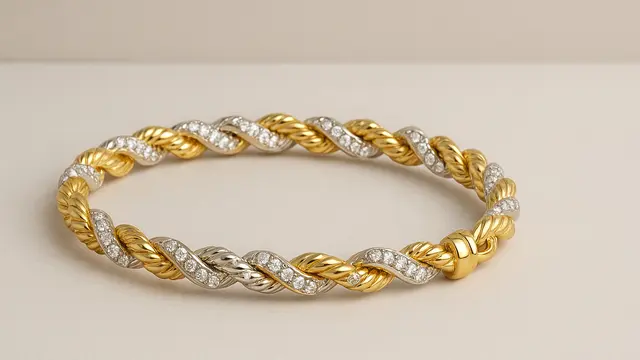 Model Gelang Emas 5 Gram 18 Karat Model Twist Rope dengan Zirconia/ Ilustrasi AI