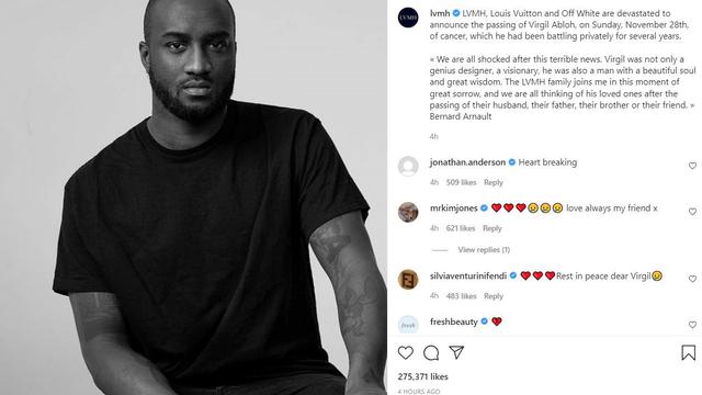 Pernyataan bersama LVMH - Louis Vuitton tentang meninggalnya Virgil Abloh. (Instagram/ lvmh)