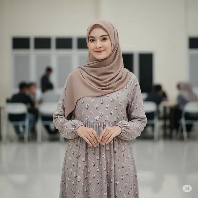 Model Gamis Bahan Katun Motif Bunga Terbaru 2025. Foto: Gemini