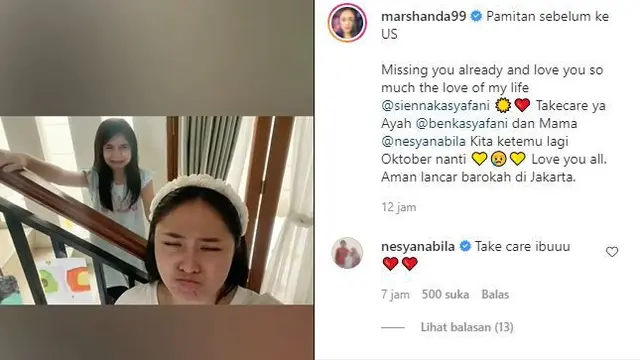 Unggahan Marshanda pamitan dengan anaknya