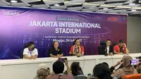 Gubernur DKI Jakarta Anies Baswedan turut mengomentari robohnya pagar pembatas tribun utara, Jakarta International Stadium (JIS) pada acara Grand Launching JIS,