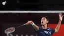 Tunggal putra Indonesia, Alwi Farhan, saat berlaga melawan Dong Tian Yao (Tiongkok) di final turnamen bulu tangkis Australia Open 2026, Sydney, pada Minggu 14 Juni 2026. (DAVID GREY/AFP)