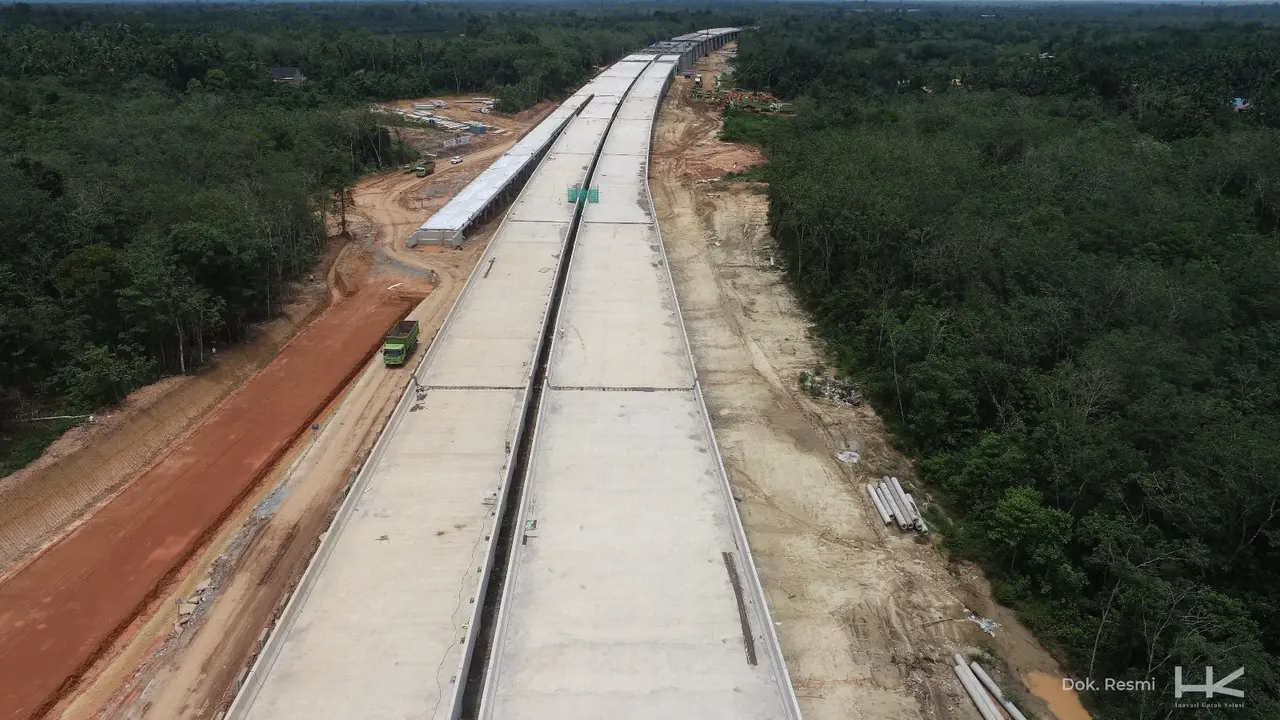 Proyek Jalan Tol Kayu Agung-Palembang-Betung. (Foto: Kementerian PUPR)