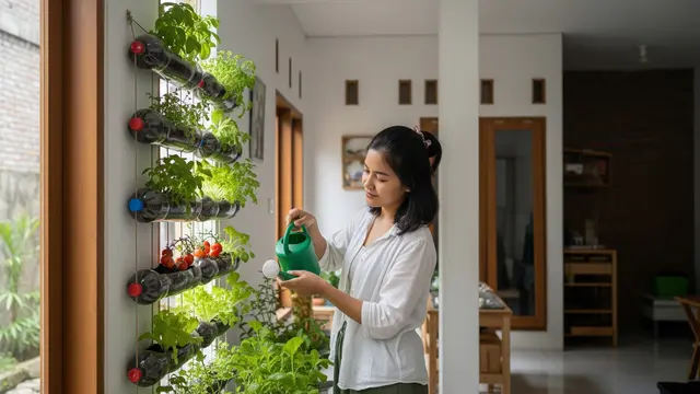 Edible Garden Vertikal dari Botol Bekas