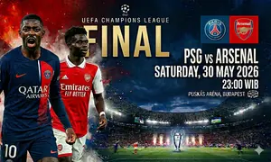Paris Saint-Germain (PSG) vs Arsenal di final Liga Champions 2025/2026. (Bola.com/Generated AI)