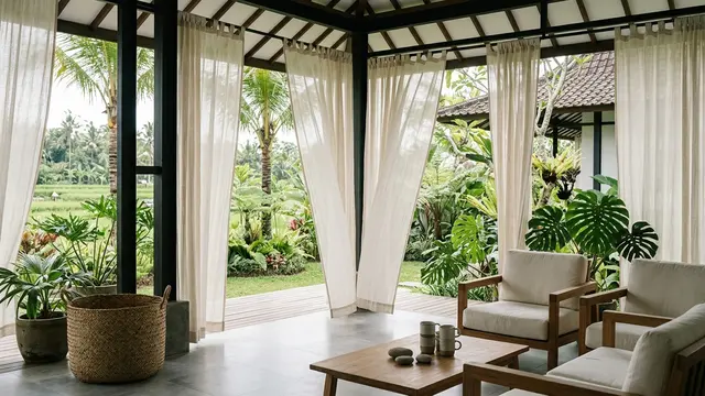 Ide Tirai Luar Ruangan untuk Menutup Teras tanpa Membuat Udara Terperangkap (AI generated)