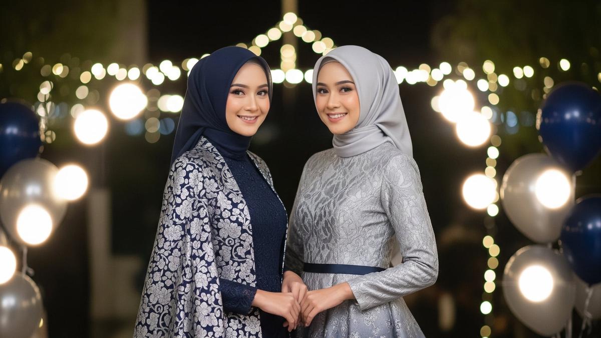 7 Model Gamis Navy Elegan Cocok untuk Pesta Malam yang Sedang Tren di 2025