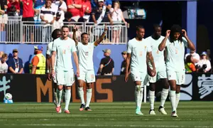 Selebrasi Kylian Mbappe saat membantu Prancis mengalahkan Maroko di perempat final Piala Dunia 2026 (AFP)