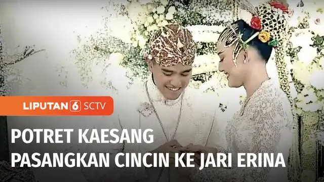 Cucu Presiden Jokowi, Jan Ethes dan Sedah Mirah dengan penuh senyuman mengantarkan cincin pernikahan Kaesang Pangarep dan Erina Gudono. Kaesang kemudian memasangkan cincin pernikahan di tangan Erina, begitupun sebaliknya.