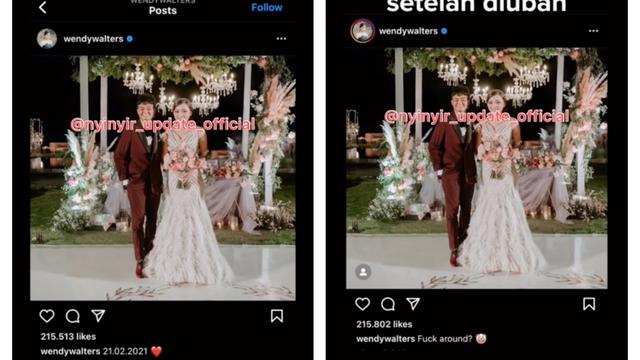 Potret Reza Arap Hilang dari Instagram Wendy Walters, Tersisa Foto Pernikahan dengan Caption yang Telah Berganti