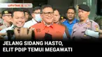 Sehari jelang sidang perdana Sekjen PDI Perjuangan, Hasto Kristiyanto. Sejumlah anggota Komisi III DPR RI dari Fraksi PDIP bertemu Ketua Umum PDIP Megawati Soekarnoputri.