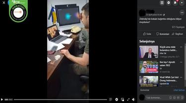 Gambar Tangkapan Layar Video yang Diklaim Ada Kokain di Meja Kerja Presiden Ukraina Volodymyr Zelensky (sumber: Facebook).