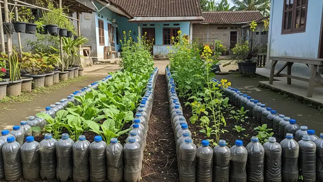 Barang Bekas yang Bisa Jadi Pembatas Bedeng Kebun Model Botol Plastik Bekas