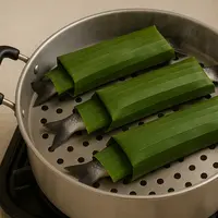 Ilustrasi Mengukus Otak-otak Bandeng/copyright ilustrasi dibuat AI