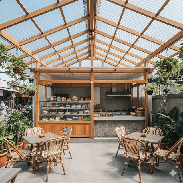 Desain Warung di Rumah yang Menyatu dengan Dapur. Gemini