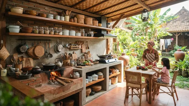 Model Dapur Terbuka dengan Tungku sebagai Titik Utama