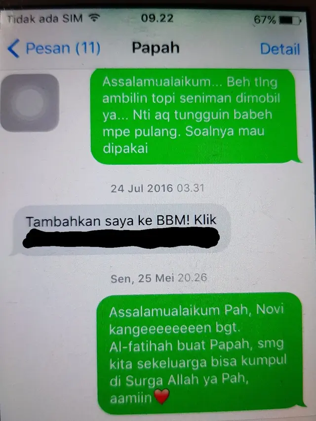 Ungkap Rindu, 6 Chat  Anak ke Mendiang Ayahnya Ini Bikin Haru