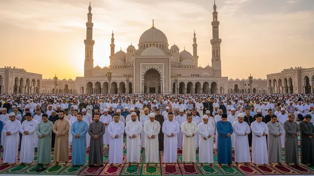 Ilustrasi Sholat Ied/Gemini AI