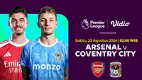 Nonton Arsenal vs Coventry City - Liga Inggris 2026/27: Duel Taktik Arteta vs Lampard di Vidio
