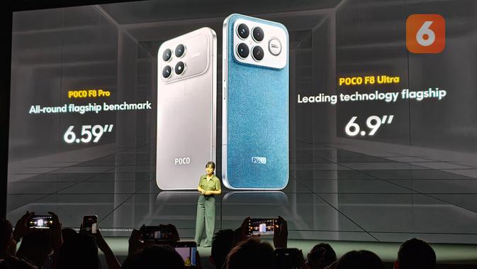 Senior Product Marketing Manager Poco Global, Kang Lou, di acara peluncuran global Poco F8 Pro dan Poco F8 Ultra di Bali. Liputan6.com/Yuslianson