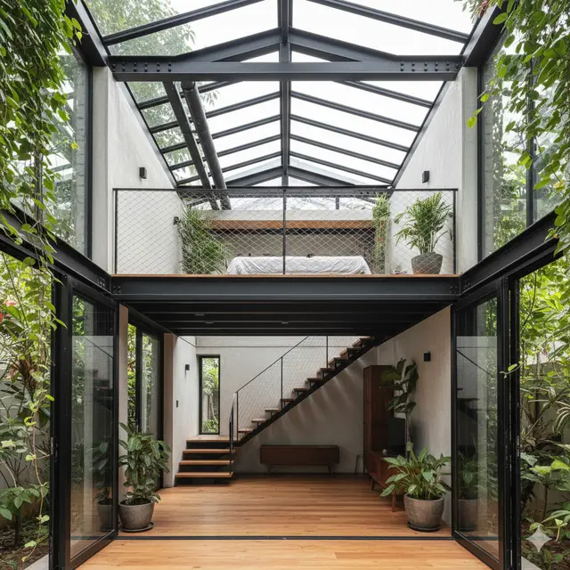 Rumah Mezzanine dengan Konsep Industrial Modern. Gemini