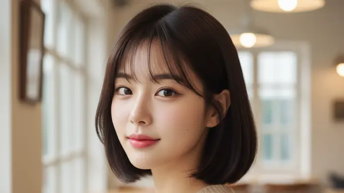 Model Rambut Bob dengan See-Through Bangs