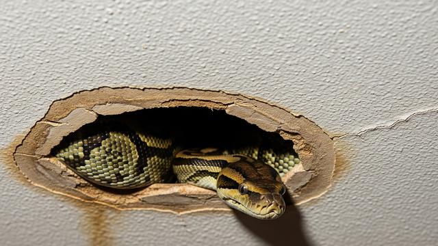 Ular Piton di Plafon Rumah