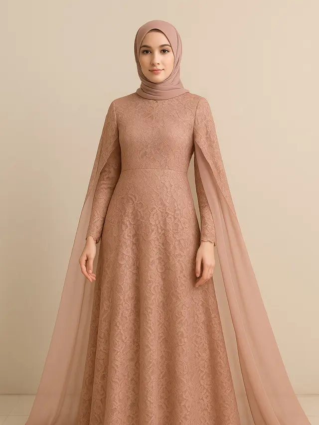 Ilustrasi Gamis Brokat (Sumber: ChatGPT)