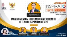 Live Streaming Inspirato Sharing Session, Jumat, 18 November 2022 |  Pukul. 15.30 WIB |  Tema: Jaga Momentum Pertumbuhan Ekonomi RI di Tengah Bayangan Resesi  |  Host: Sheila Octarina

Keynote Speaker
Susiwijono Moegiarso / Sekretaris Kementerian ...